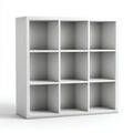 Wooden storage shelf with nine compartments and white sliding doors 80 x 30 x 80cm