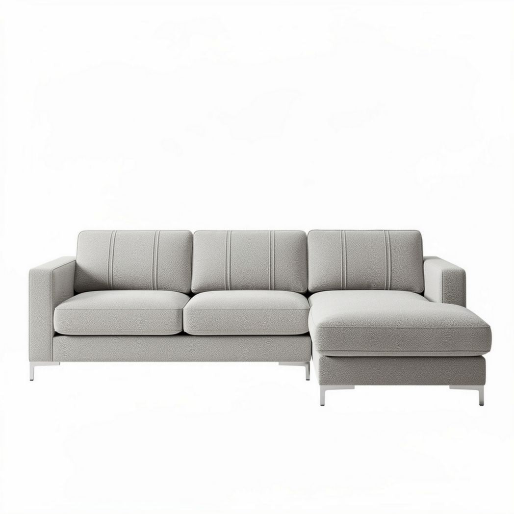 Modern gray fabric sectional sofa with right-facing chaise 240 x 90 x 80cm