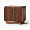 Wooden nightstand with ribbed doors in walnut finish 40 x 40 x 45cm