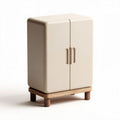 Small beige storage cabinet with wooden legs measuring 60 x 40 x 90cm