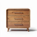 Wooden nightstand with three drawers and metal handles 24 x 18 x 16 inches
