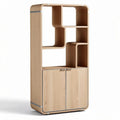 Wooden bookshelf with cabinet storage and open shelving unit design 180 x 80 x 30cm