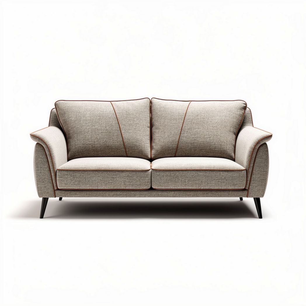 Two-seater fabric sofa in light gray with black legs 180 x 90 x 80cm