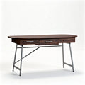 Wooden desk with metal legs and three drawers 120 x 60 x 75cm brown