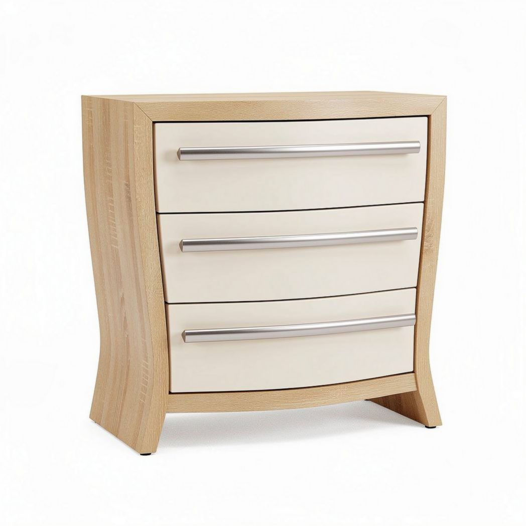 Modern wooden chest of drawers with three smooth-storage drawers 80 x 40 x 70cm