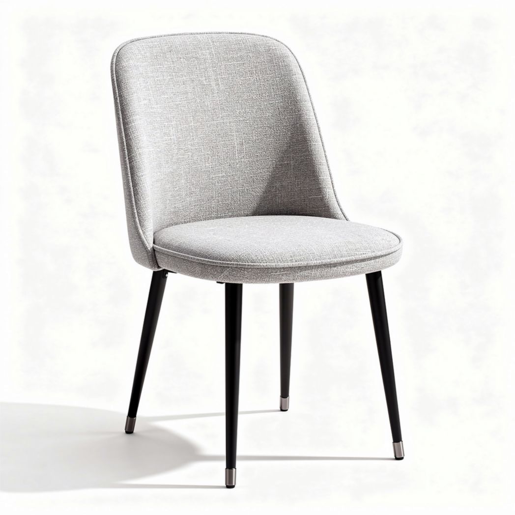Fabric dining chair with black metal legs in light grey color 42 x 42 x 85cm